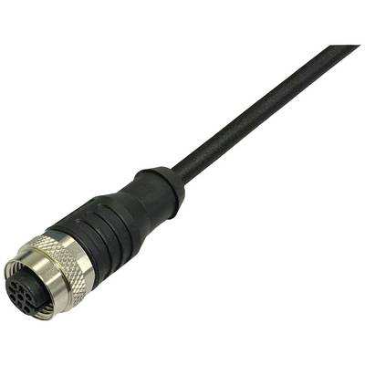 Čierny elektrický kábel s kovovým konektorom na jednom konci. Konektor má niekoľko malých okrúhlych otvorov.