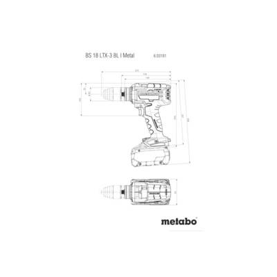 Metabo aku vŕtací skrutkovač, 18 V bez kefiek, + púzdro, bez akumulátoru, bez nabíjačky, 603181840-3