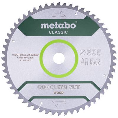 Kotúč pílového listu 'Metabo Classic Cordless Cut' na drevo, priemer 305 mm, 56 zubov, max. 4000 ot./min.