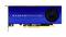 Grafická karta v modrej farbe s nápisom 'RADEON PRO WX 3200'. Vpravo je viditeľný otvor pre ventilátor.