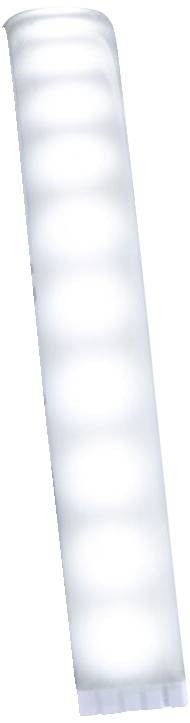 Štíhle, podlhovasté LED svietidlo s bielymi svietiacimi plochami, ktoré rovnomerne vyžaruje svetlo. Vhodné pre nenápadné priestorové osvetlenie.
