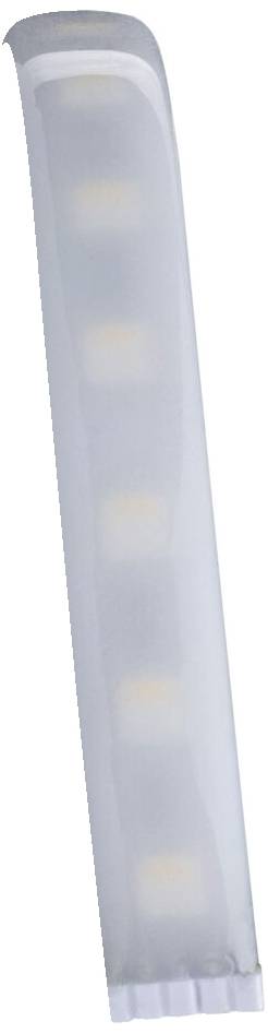 Vertikálny LED pásik s piatimi viditelnými svetelnými bodmi, rovnomerne rozmiestnenými pozdĺž jeho dĺžky. Pásik je obložený bielym obalom.