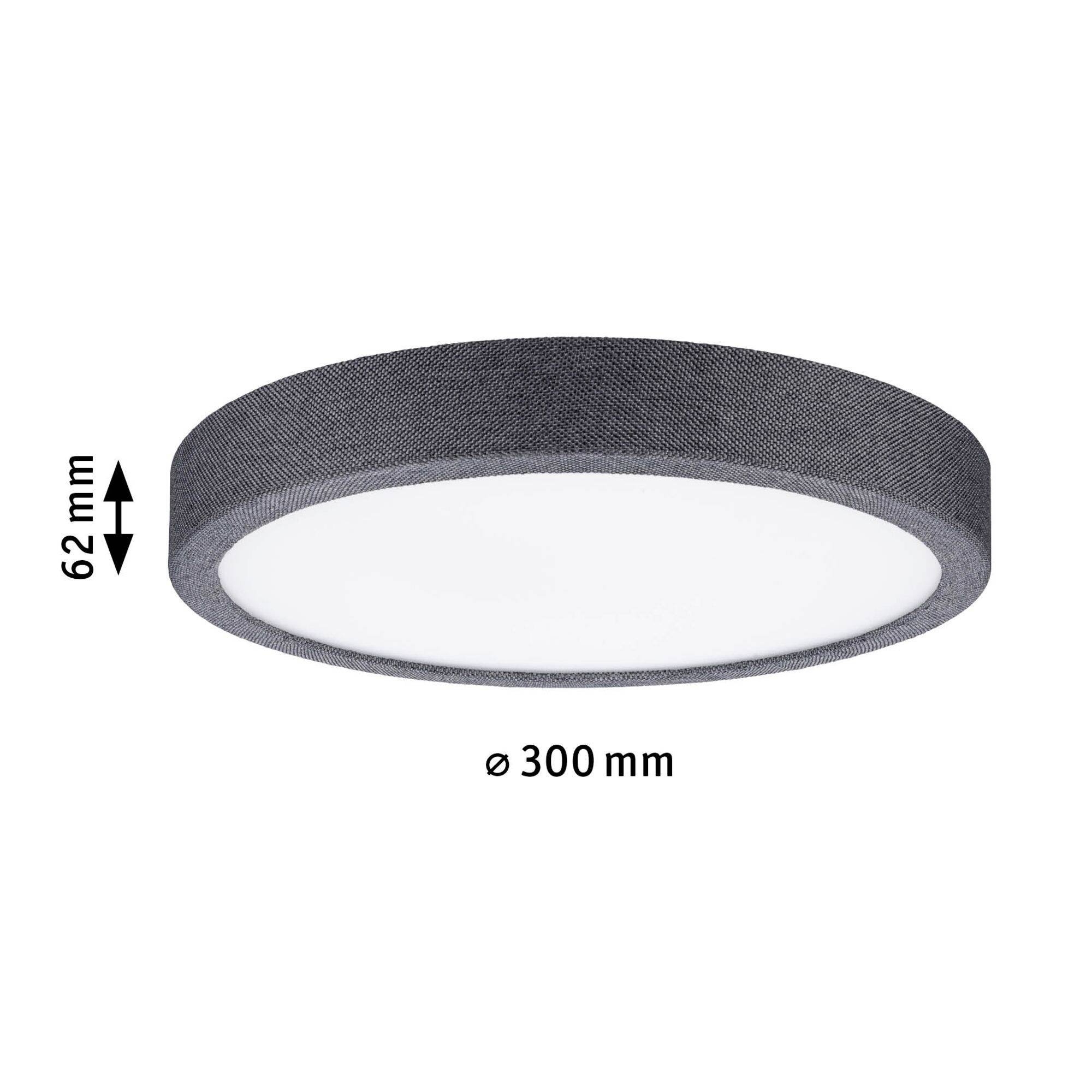 Moderné okrúhle stropné svietidlo, vysoké 62 mm, s priemerom 300 mm, v čiernom dizajne. Vhodné pre súčasné interiéry.