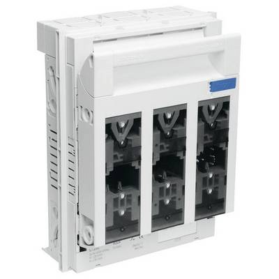 Elektrický výkonový istič s tromi spínačmi v bielom kryte, vhodný na ovládanie elektrických obvodov.