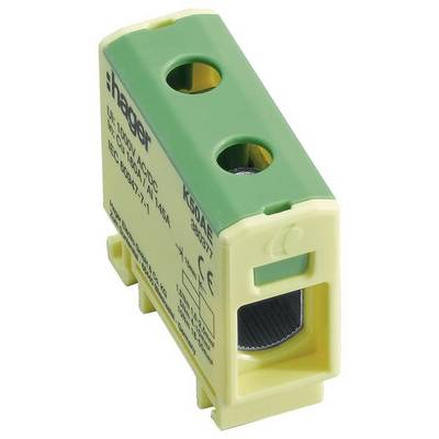 Zelený Hager svorkovnicový blok K50AE pre distribúciu elektriny, vhodný pre 1000V AC/DC, s CE označením, pre káble 1,5-35 mm².
