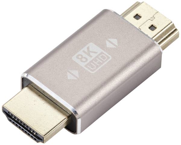 SpeaKa Professional SP-11301996 HDMI adaptér [1x HDMI zástrčka - 1x HDMI zástrčka] sivá UHD 8K @ 60 Hz, UHD 4K @ 120 Hz konektor otočený o 180°