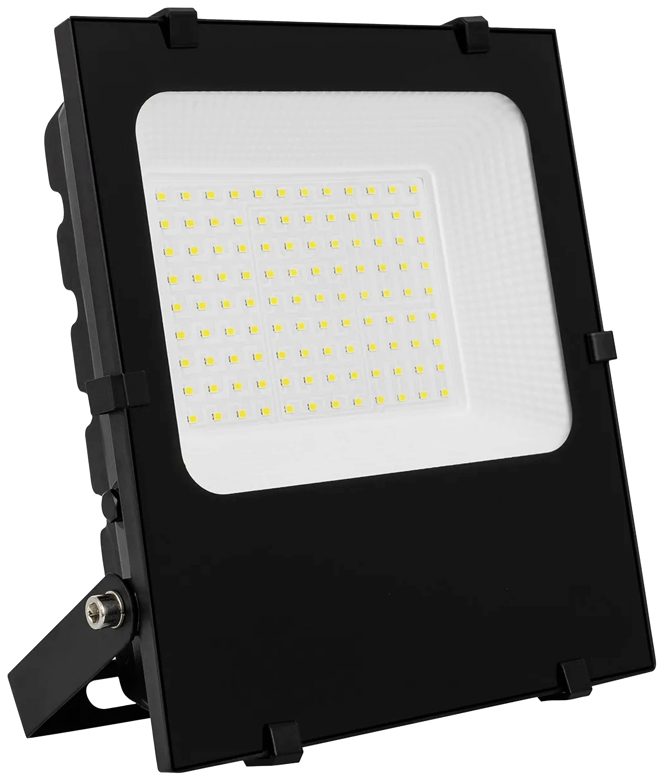 LED-reflektor s čiernym krytom a početným množstvom malých, jasných LED na prednej strane, vhodný pre vonkajšie osvetlenie.