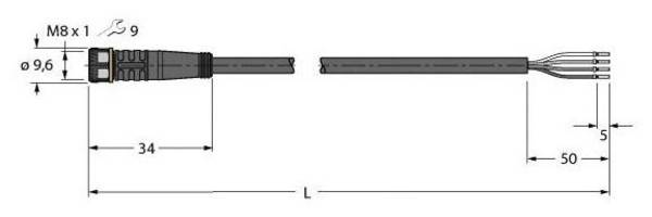 Turck PKG4M-2/TXL pripojovací kábel pre senzory - aktory, 6625553, piny: 4, 2 m, 1 ks