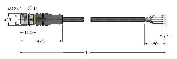 Turck RSC4.5T-2/TEY pripojovací kábel pre senzory - aktory, 6629933, piny: 5, 2 m, 1 ks