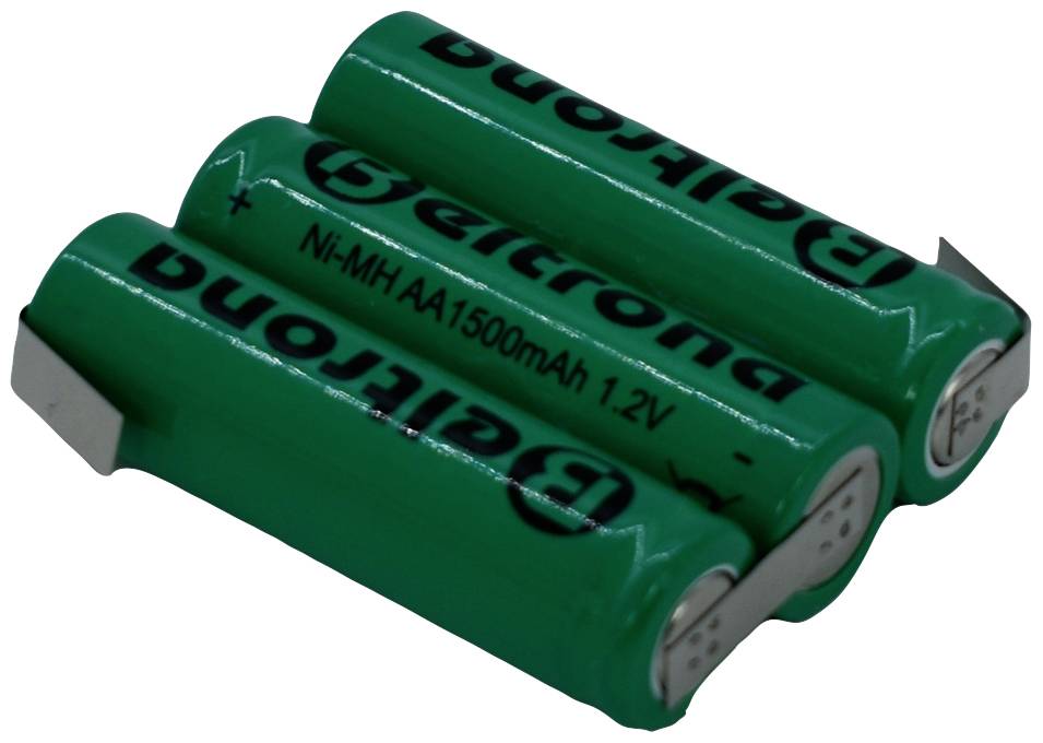 Pacco batteria 3x Stilo (AA) Beltrona 3AA1500 linguette a saldare a Z NiMH 3.6 V 1500 mAh
