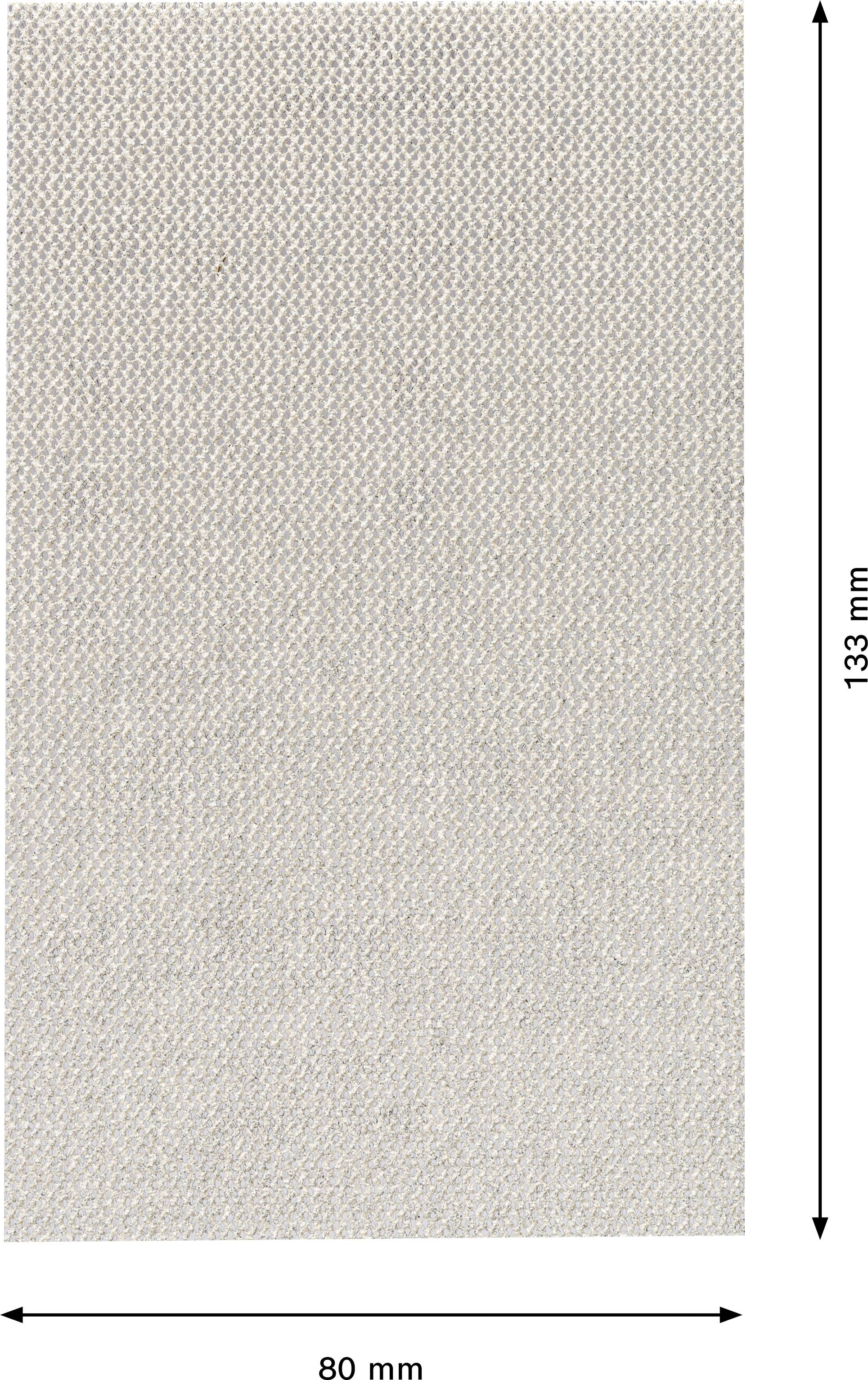 Béžová textilná vzorka s rozmermi: 133 mm výška, 80 mm šírka.