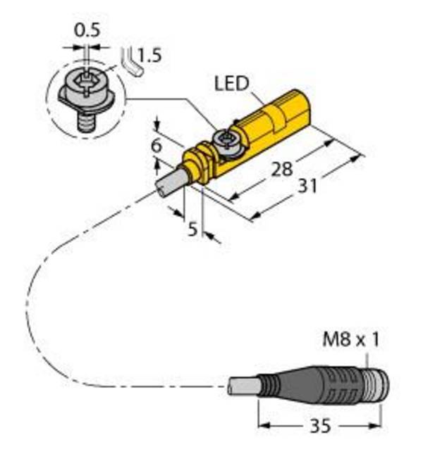 Turck senzor magnetického poľa M8 pre T-drážku PNP BIM-UNT-AP7X-0,3-PSG3S