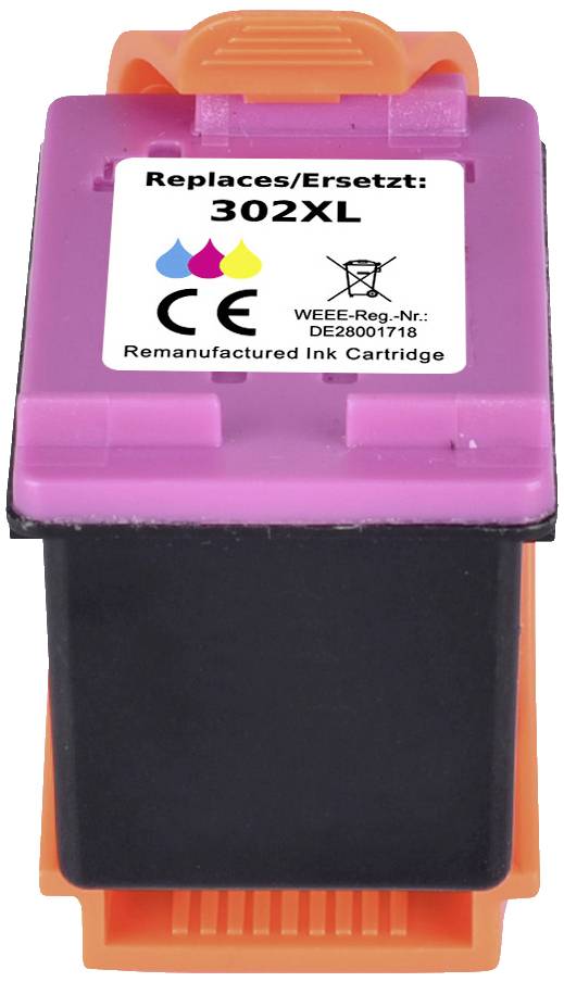 Purpurová atramentová kazeta, kompatibilná s 302XL, s označením CE. Kazeta je repasovaná pre tlačiarne tretích strán.