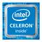 Logo procesora Intel Celeron s modrým pozadím a textom "intel Celeron inside".