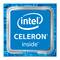 Logo procesora Intel Celeron s modrým pozadím a bielym textom, ktorý zobrazuje názov procesora.