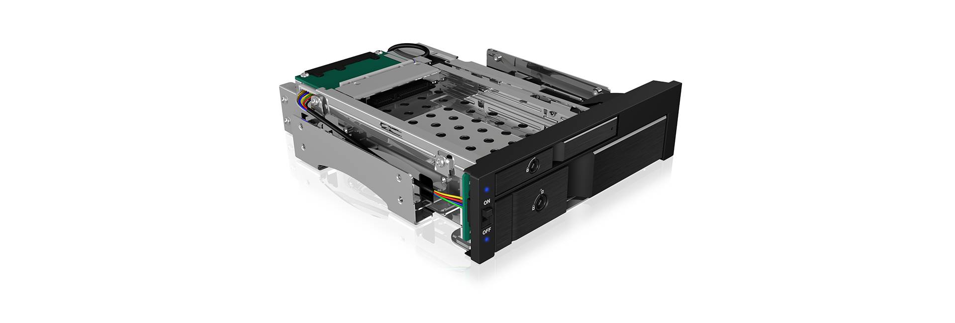 ICY BOX IB-173SSK, ICY BOX 2fach Wechselrahmen für SATA/SAS, 1x 2,5" + 1x 3,5" SATA HDD rámček na 5,25" pevný disk SATA -2