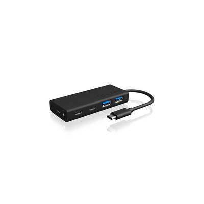 USB-C hub s dvoma USB-A a dvoma USB-C portami. Čierne, obdĺžnikové prevedenie s krátkym káblom. Ideálne pre rozšírenú konektivitu.
