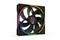 PC skrinový ventilátor s čierno-priehľadnou štruktúrou a farebnými LED svetlami. Viditeľné označenie 'be quiet! Light Wings'.