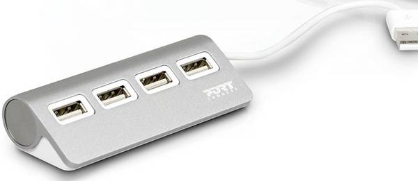 PORT Designs 900120 4 porty USB Hub  sivá, biela