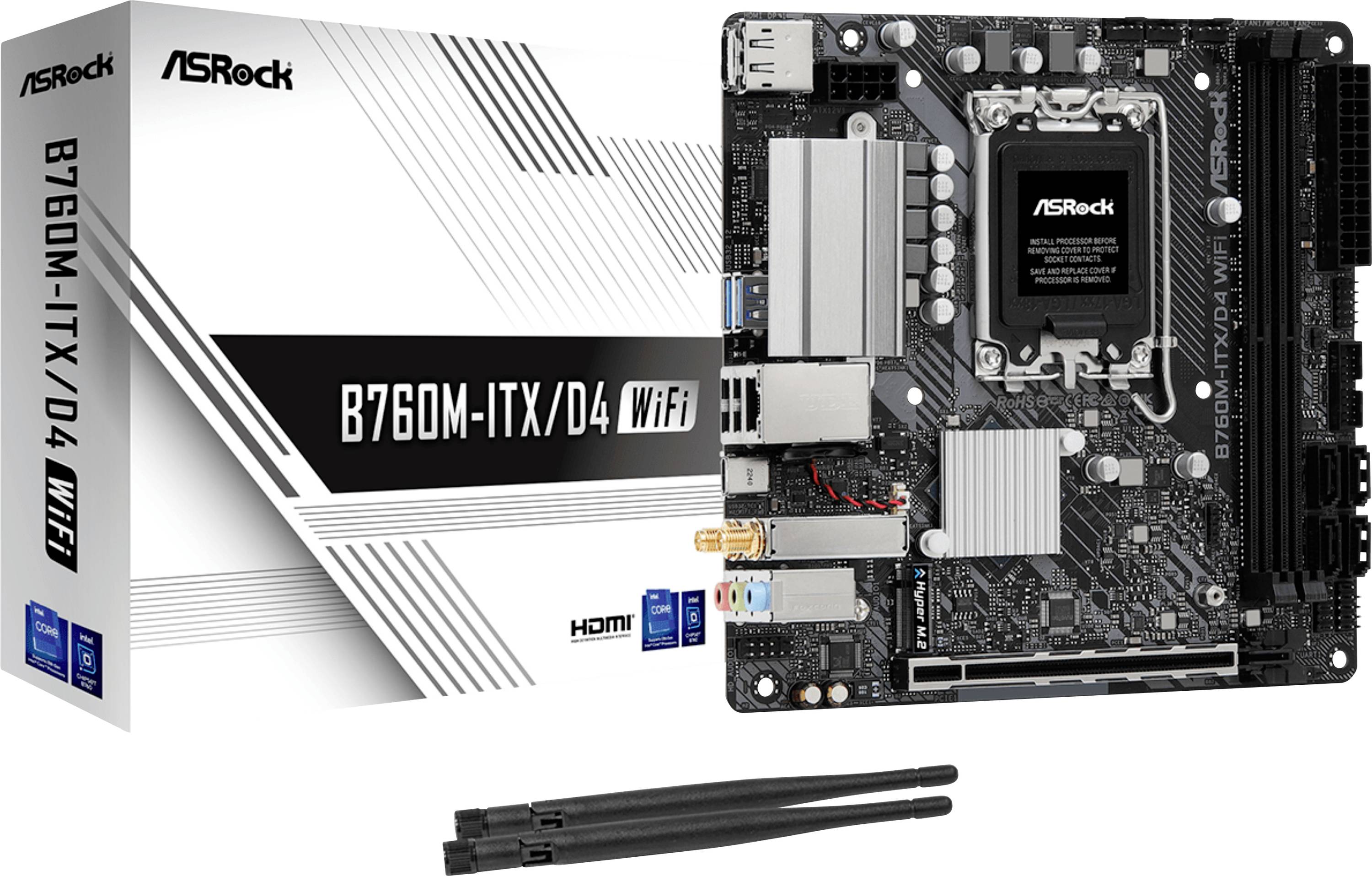 ASRock MB ASRock B760M-ITX/D4 WiFi Základná doska Socket Intel® 1700 Tvarový faktor Mini-ITX Čipová sada základnej dosky-0