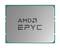 Procesor AMD EPYC leží na bielom pozadí. Strieborný kryt prominentne zobrazuje logo 'AMD EPYC' v strede.
