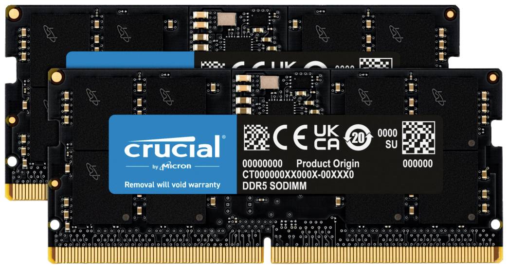 Crucial CT2K16G48C40S5 Bærbar computer-arbejdshukommelsessæt DDR5 32 GB 2 x 16 GB 4800 MHz 262-pin SO-DIMM CL40 CT2K16G48C40S5