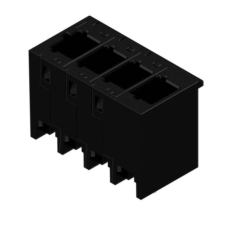 Čierny štvorpólový konektor pre elektronické obvody.