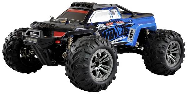 Amewi Daphoenodon modrá komutátorový 1:12 RC model auta elektrický monster truck 4WD (4x4) RtR 2,4 GHz vr. akumulátorov a nabíjačky, so svetelným efektom