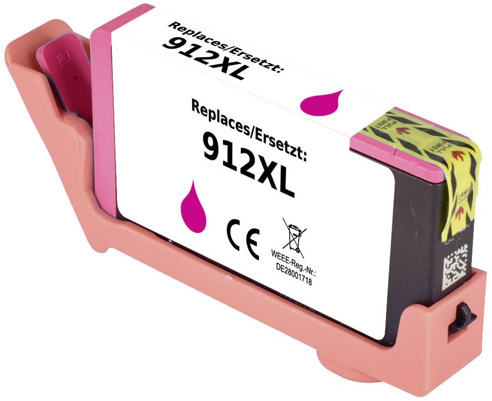 'Atramentová kazeta: Náhrada 912XL, kompatibilná s viacerými modelmi tlačiarní, purpurová farba s CE certifikáciou.'