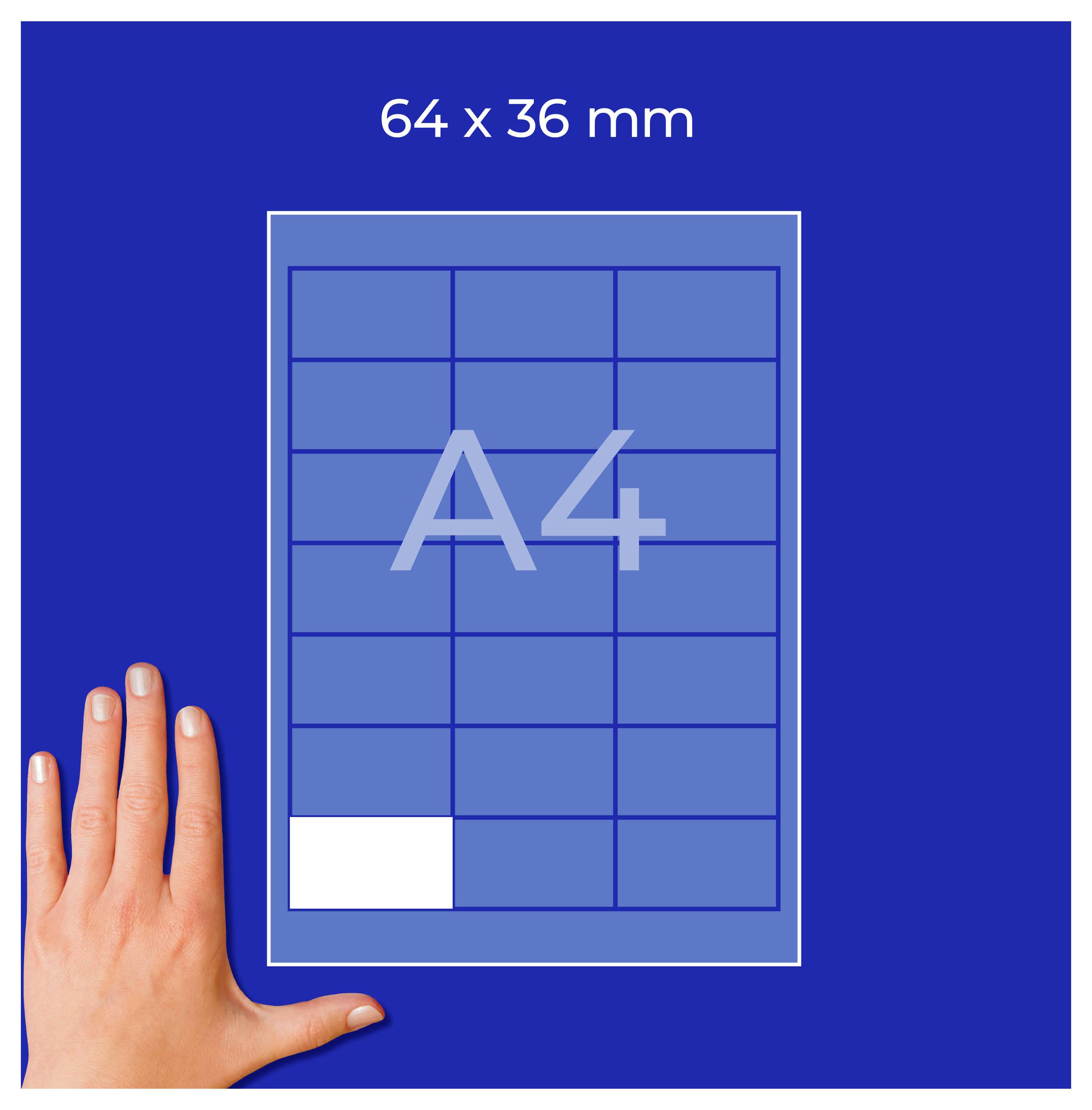 Obrázok A4 karty s rozmermi 64 x 36 mm; vľavo ruka ako porovnanie veľkosti.