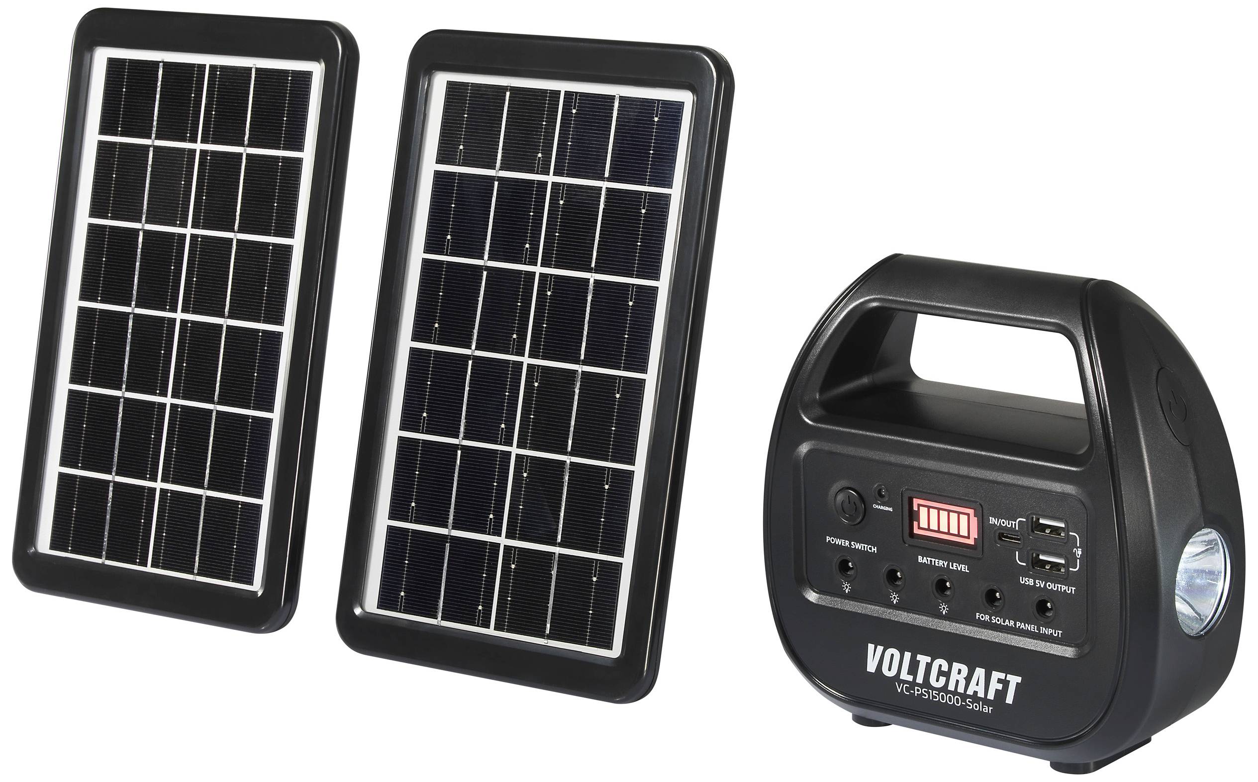 VOLTCRAFT VC-PS15000-Solar VC-14297675 Powerbank solare Corrente di carica cella solare 0.51 A 3 W 15000 mAh