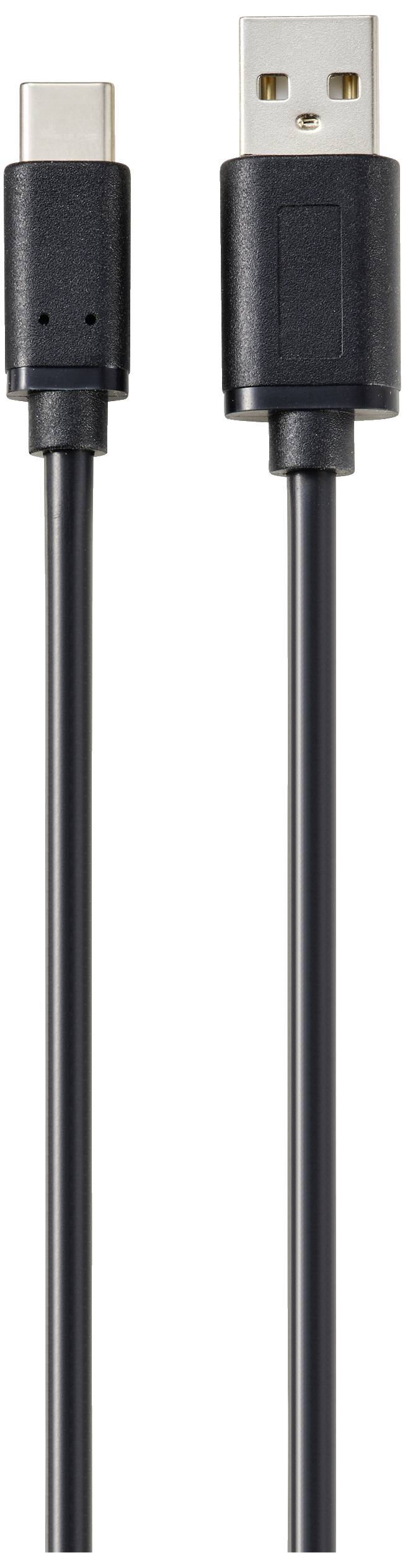 Čierne USB kábel s USB-A a USB-C koncovkami.
