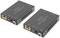 Dva čierne HDMI predlžovače od značky Digitus s viacerými portmi vrátane RJ45 a Micro-USB.