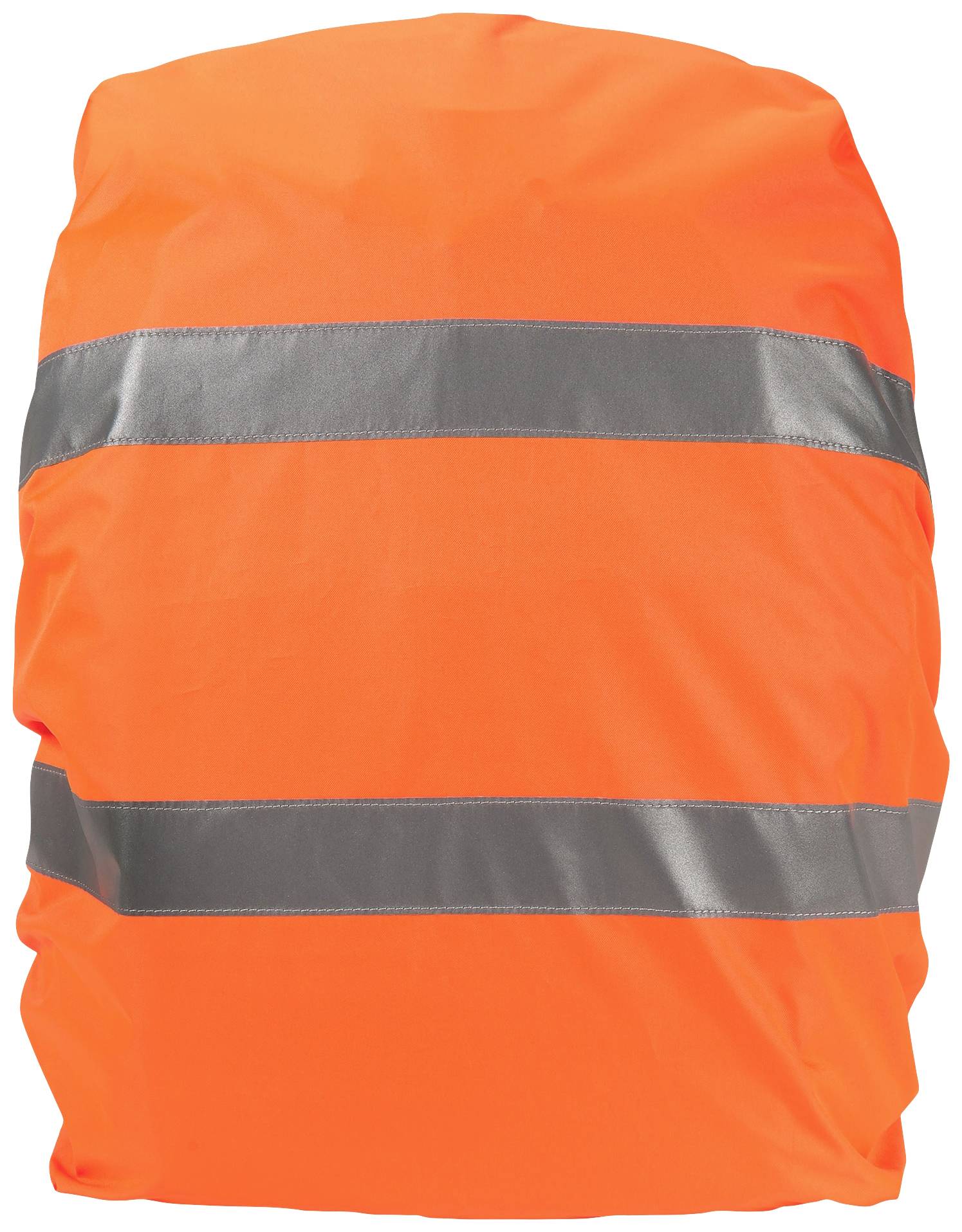 Oranžový batoh s dvoma reflexnými pruhmi, ktorý je ideálny pre viditeľnosť a bezpečnosť za zlých svetelných podmienok.