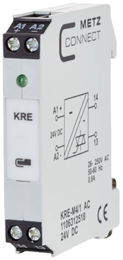 KRE-modul od METZ CONNECT so zelenou LED indikáciou a možnosťami pripojenia pre 24V DC alebo 25V AC, vhodný pre riadiace systémy.