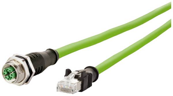 Metz Connect 142M2X25050 M12 sieťové káble, prepojovacie káble CAT 6A S/FTP 5.00 m zelená krytie PUR, odolný proti kyselinám, odolný proti ozónu, odolný proti UV žiareniu, možno použiť pre vlečenie, bez halogénov, odolný proti oleju, odolné voči mikróbom 1 ks