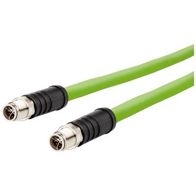 Dva zelené káble s čiernymi a kovovými konektormi na koncoch, vhodné pre priemyselné alebo elektronické aplikácie.