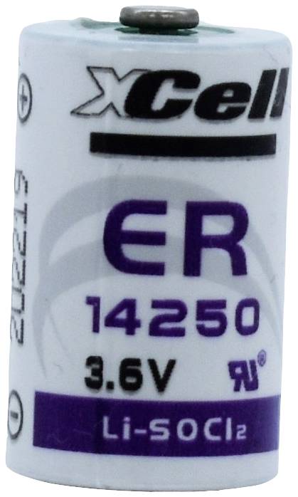 Batéria 'xCell ER14250', 3,6V, Li-SOCl2, kompaktná veľkosť, vhodná pre elektronické zariadenia.