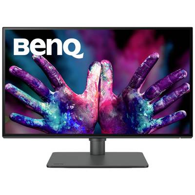 Monitor so vzrušujúcimi farbami: Dve ruky pokryté pestrou, fluoreskujúcou farbou. V hornej časti je logo 'BenQ'.