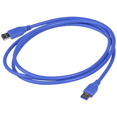 Modrý USB kábel s dvoma konektormi, vhodný na prenos dát a nabíjanie zariadení.