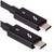 Dva čierne káble s logom Thunderbolt a konektorom USB-C zobrazujú kompatibilitu pripojenia pre vysokorýchlostný prenos dát.