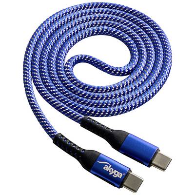 Modrý USB-C kábel s opletaným dizajnom, dĺžky 2 metre, vhodný pre rýchle nabíjanie a prenos dát.