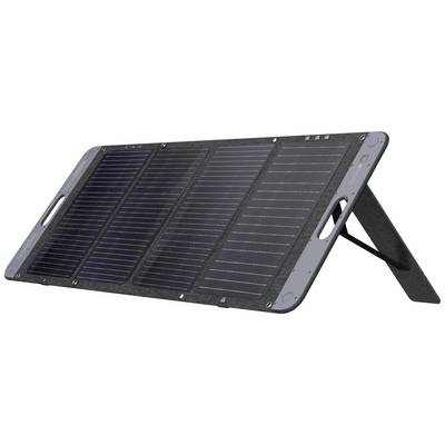 Prenosný solárny panel s výklopným stojanom, ideálny na mobilnú výrobu elektrickej energie.
