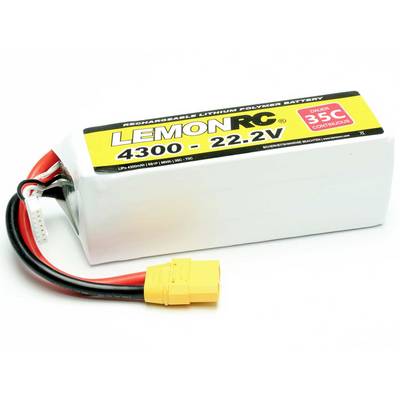 Lítiovo-polymérová batéria značky LemonRC s kapacitou 4300 mAh, napätím 22,2V, s trvalým výbojovým prúdom 35C.