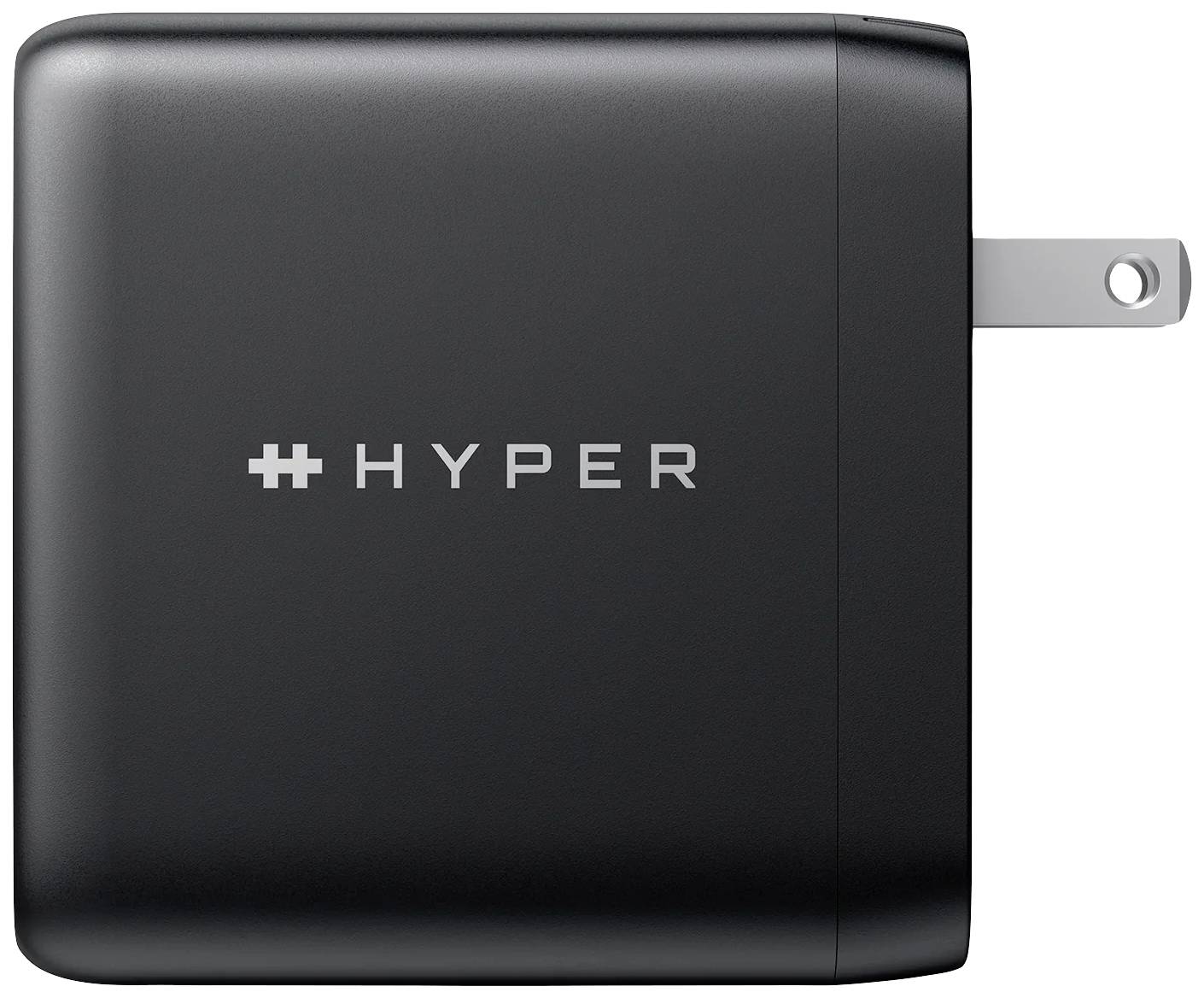 Čierna hypernabíjačka s vyťahovacím konektorom, matný povrch, vhodná na nabíjanie elektronických zariadení.