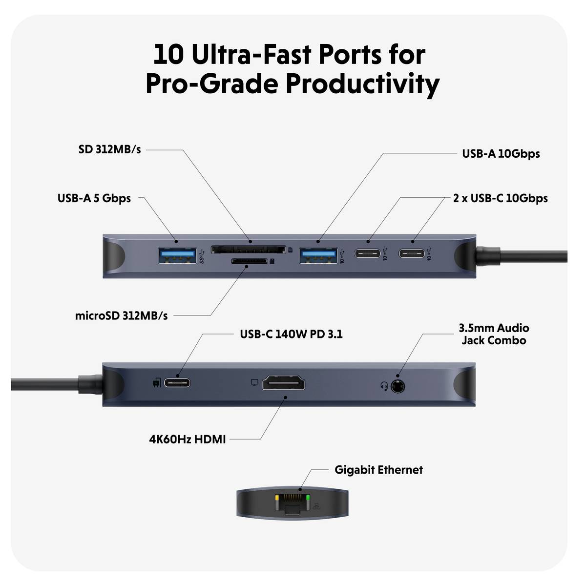HYPER HD4005GL USB-C® dokovacia stanica Vhodné pre značky: univerzálny napájanie USB-C®-6