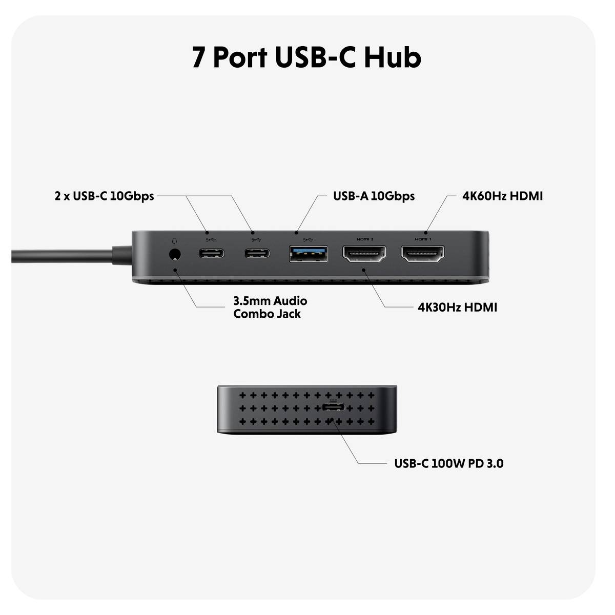HYPER HD7002GL USB-C® dokovacia stanica Vhodné pre značky: univerzálny napájanie USB-C®-6