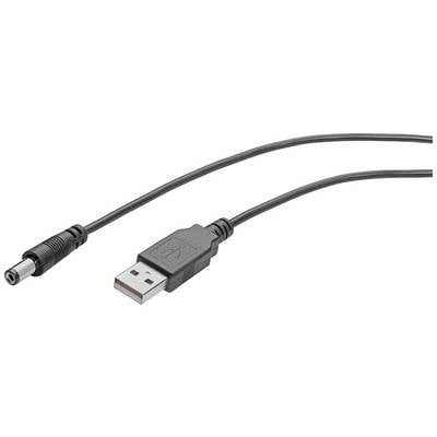 USB kábel so štandardným USB konektorom na jednom konci a dutým konektorom na druhom konci pre napájanie alebo prenos dát.
