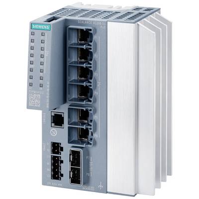 Priemyselný sieťový prepínač Siemens, model Scalance XC206-2, s viacerými ethernetovými portami a vetracími štrbinami.