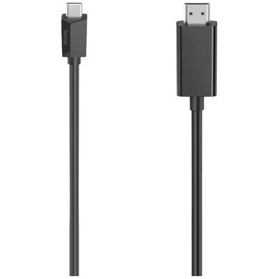 Čiernny USB-C na DisplayPort kábel od spoločnosti Hama, vhodný na prepojenie notebooku s monitorom pre vysoko kvalitný video prenos.